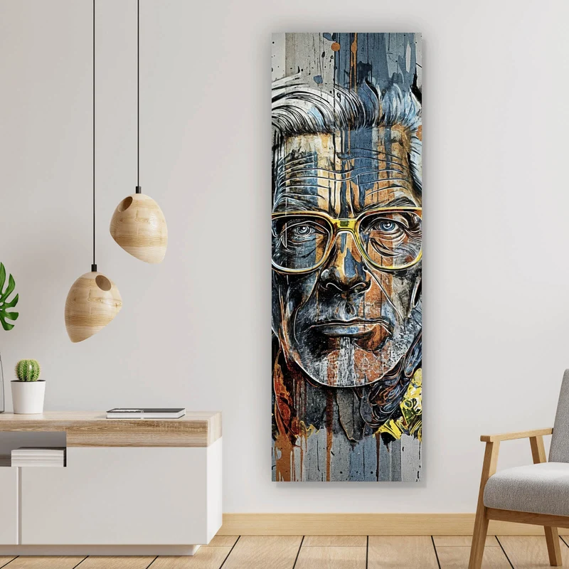 Leinwandbild Porträt Mann mit Brille Panorama Hoch
