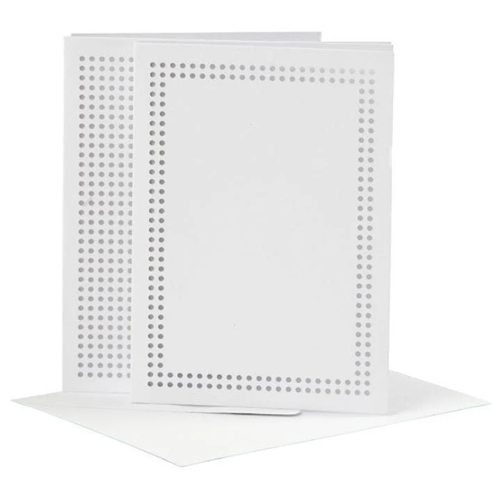 Double Greeting Card with Embroidery Holes and Envelope, A6, Set of 6