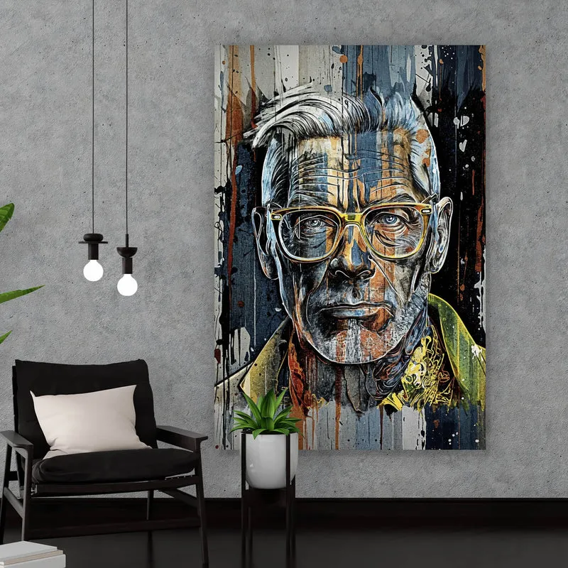 Spannrahmenbild Porträt Mann mit Brille Hochformat