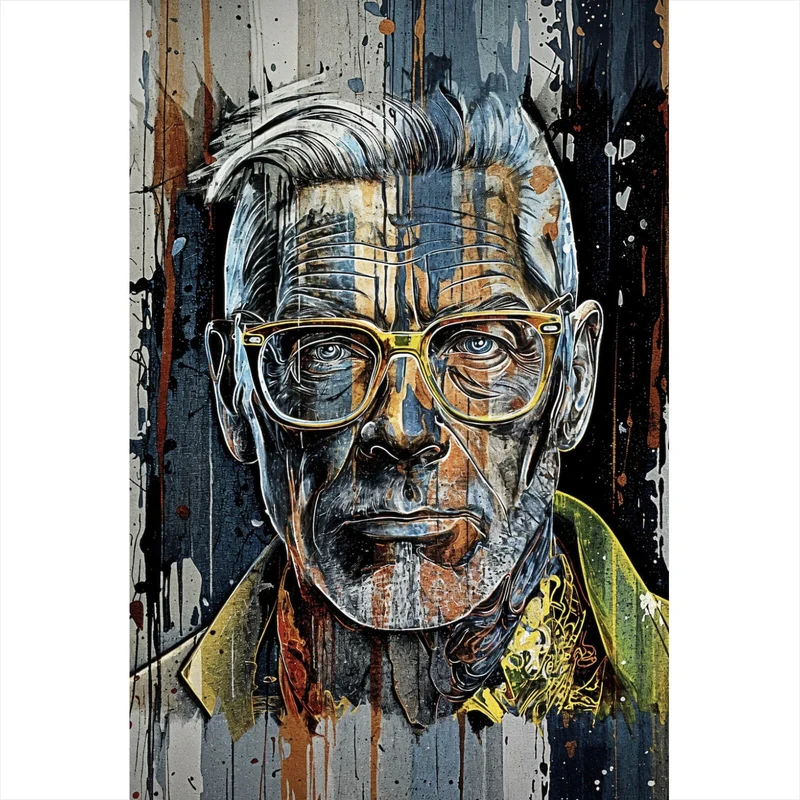 Acrylglasbild Porträt Mann mit Brille Hochformat