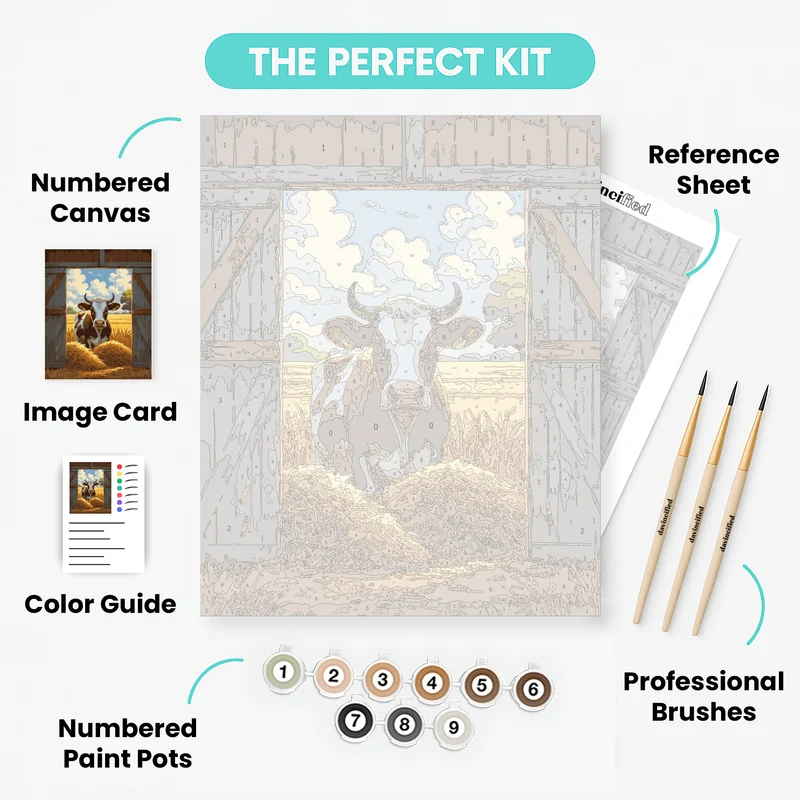 Pastoral Cow in Barn Door - Paint by Numbers Kit