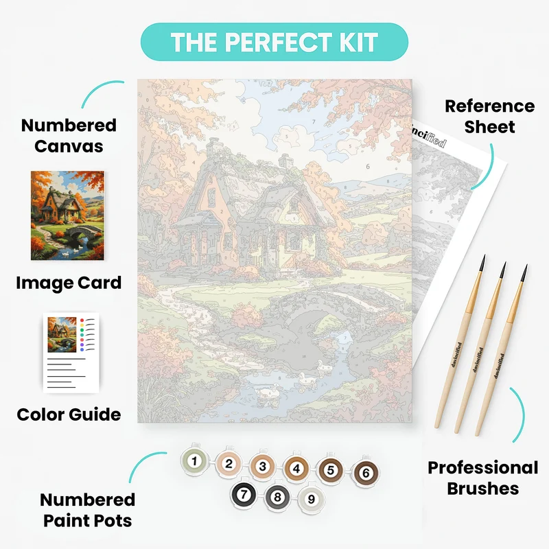 Charming Cottage Garden with Stone Bridge - Paint by Numbers Kit
