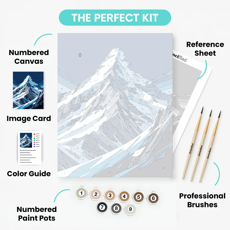 Majestic Snow-Capped Mountain Peak - Paint by Numbers Kit