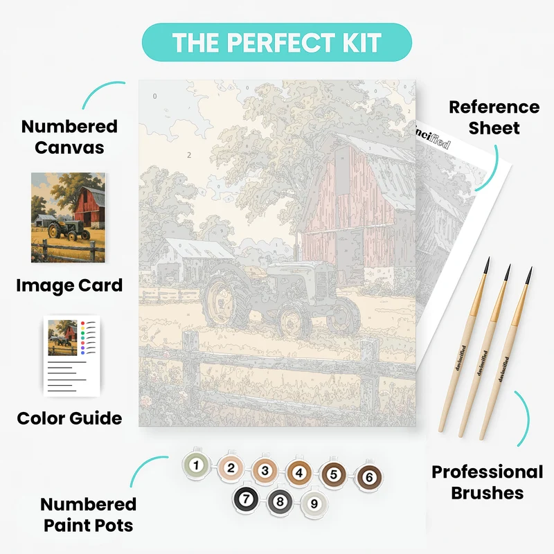 Vintage Farm Tractor Scene - Paint by Numbers Kit