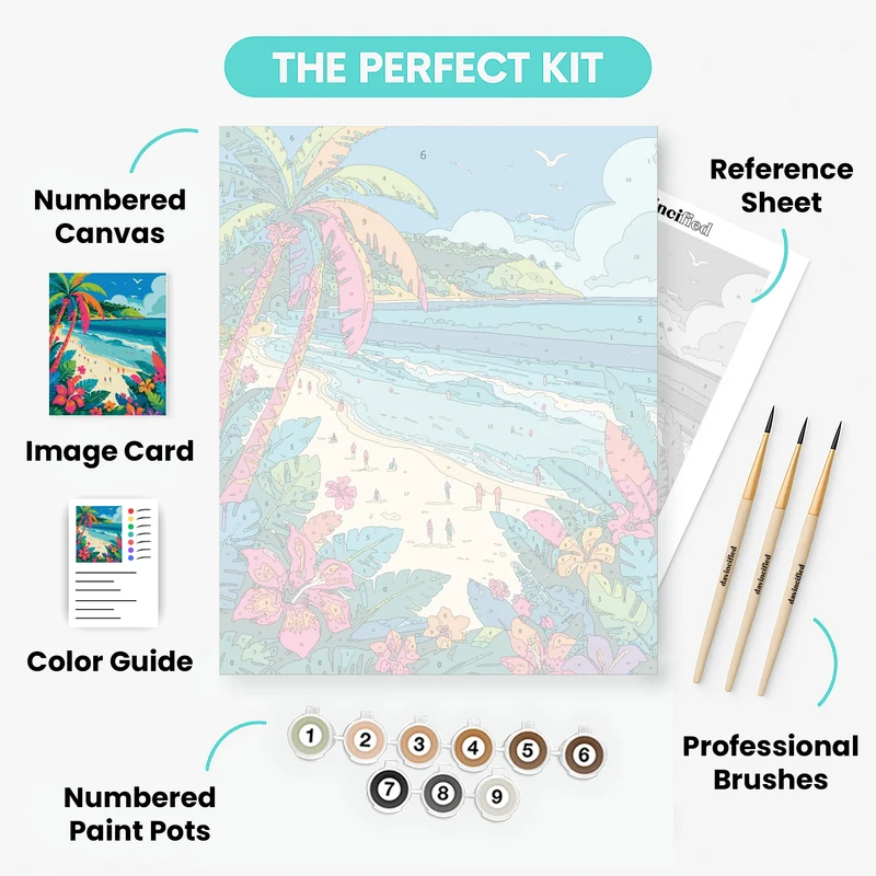 Vibrant Tropical Beach Paradise - Paint by Numbers Kit