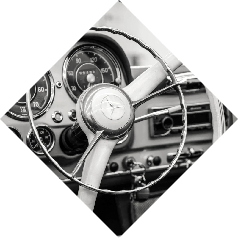 Poster Vintage Auto Lenkrad Retro Look Raute