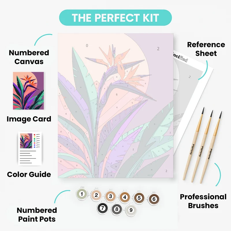 Vibrant Bird of Paradise Sunset - Paint by Numbers Kit