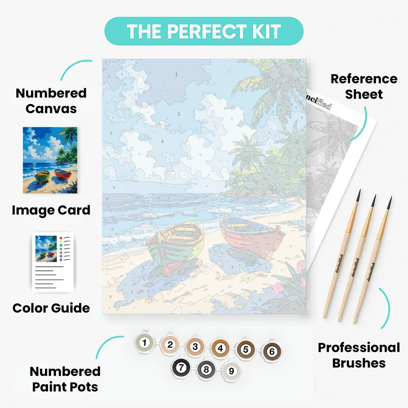 Tropical Paradise Boats - Paint by Numbers Kit