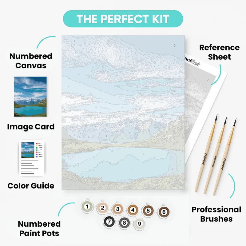 Mountain Lake Landscape - Paint by Numbers Kit