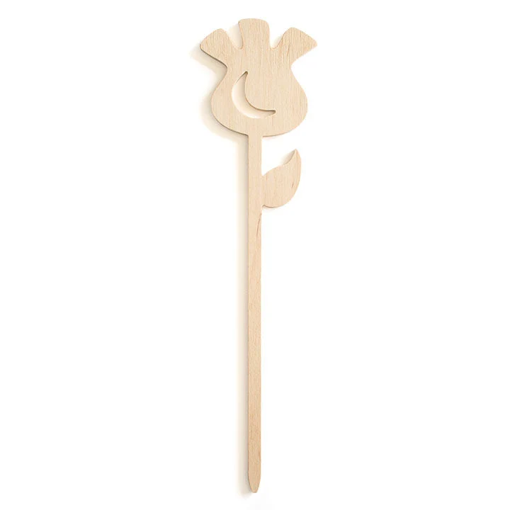 Wooden Tulip Cutout on a Stake, 28 cm