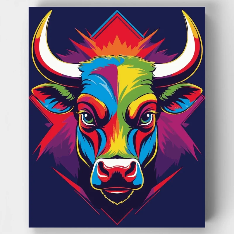 Vibrant Rainbow Bull - Paint by Numbers Kit
