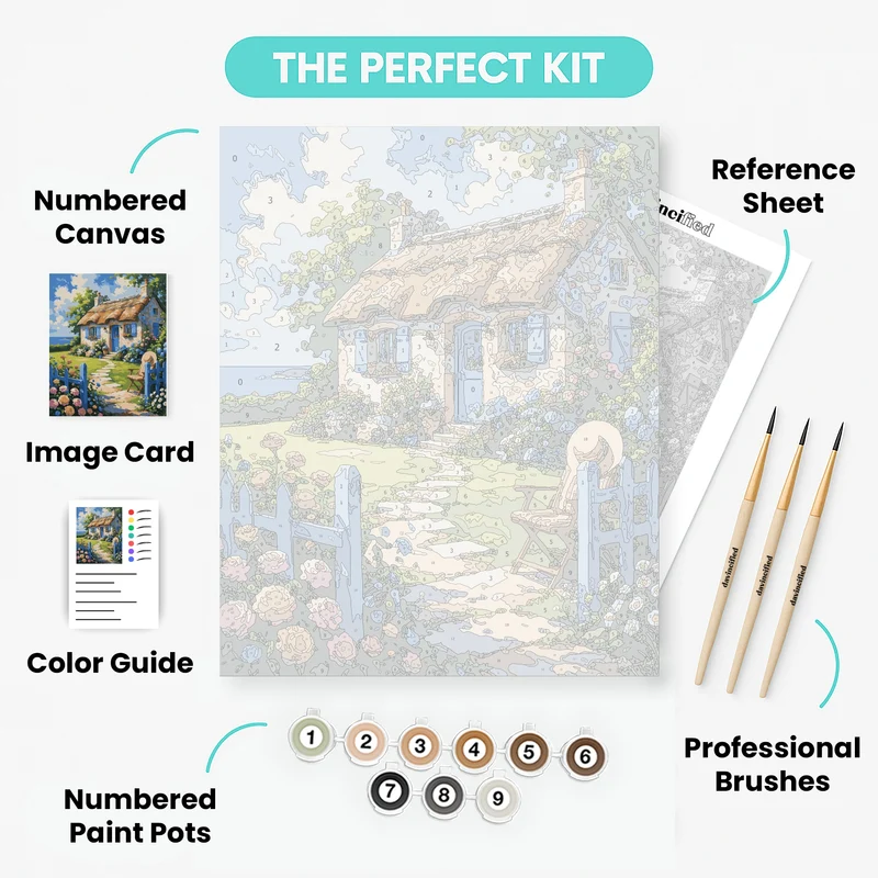 Charming Cottage Garden by the Sea - Paint by Numbers Kit