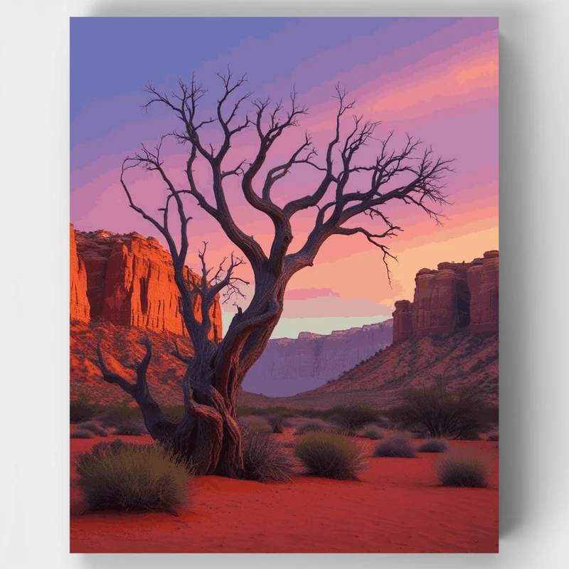 Desert Sunset with Ancient Tree - Paint by Numbers Kit