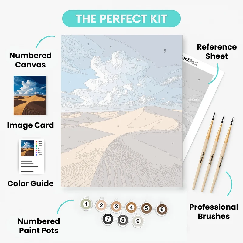 Desert Dunes Under Dramatic Sky - Paint by Numbers Kit