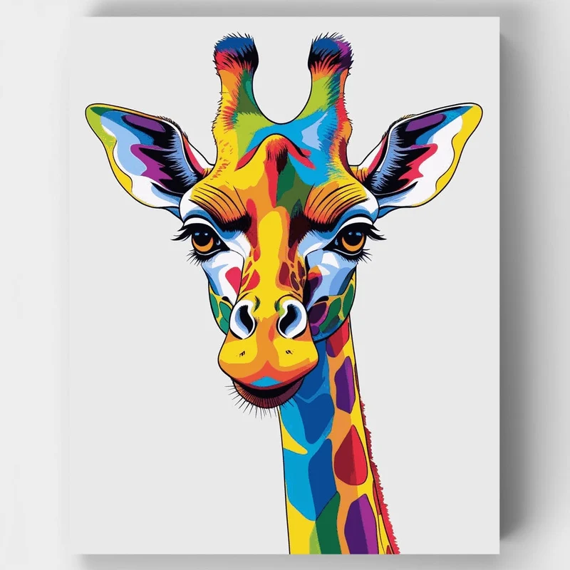 Colorful Rainbow Giraffe - Paint by Numbers Kit