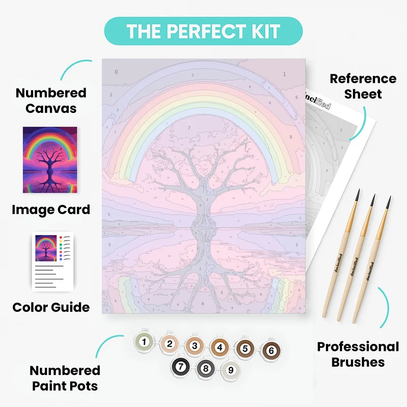 Rainbow Tree Reflection - Paint by Numbers Kit