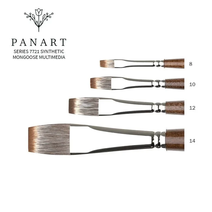 PanArt 7721 Flat Brush, Synthetic Mongoose Bristles