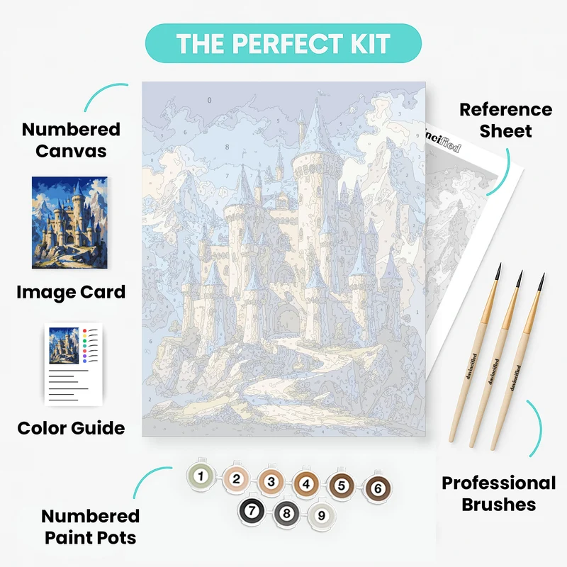 Majestic Mountain Castle - Paint by Numbers Kit