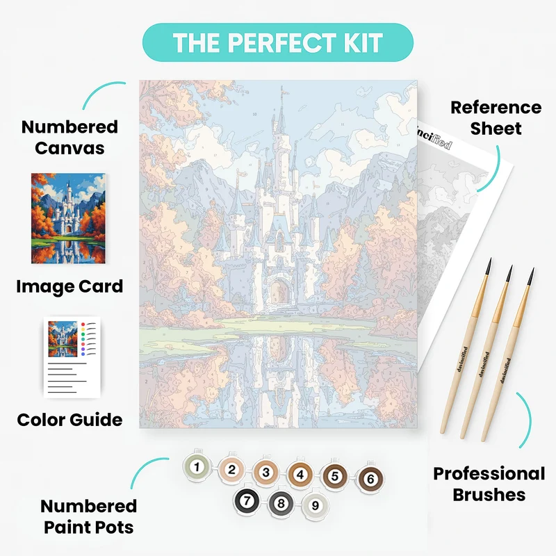Fairy Tale Castle in Autumn Forest - Paint by Numbers Kit