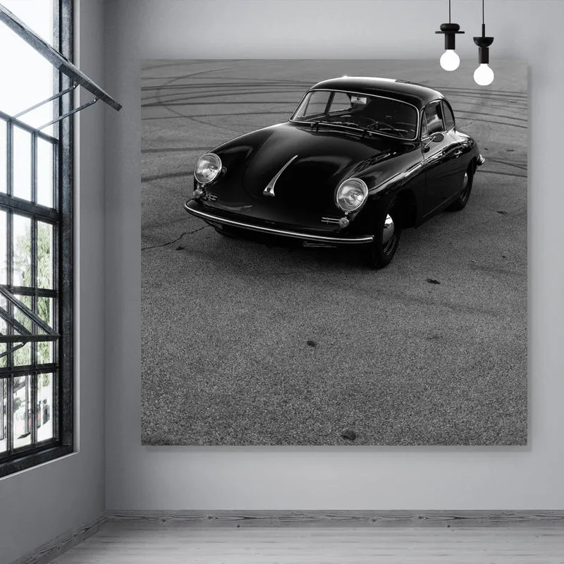 Acrylglasbild Sportwagen auf Rennstrecke Quadrat