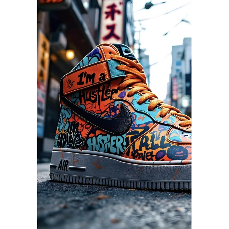 Aluminiumbild Sneaker Streetart Hochformat