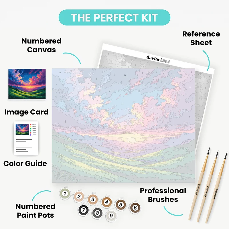 Vibrant Mountain Valley Sunset - Paint by Numbers Kit