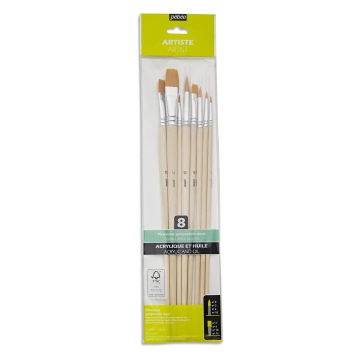 Pebeo Paint Brushes, Set of 8