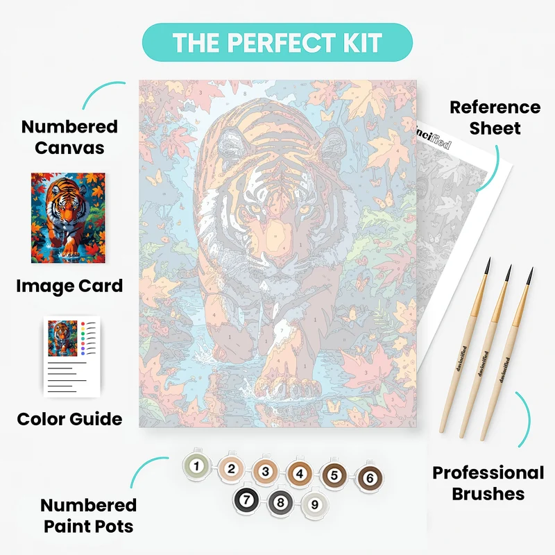 Majestic Tiger in Autumn Jungle - Paint by Numbers Kit