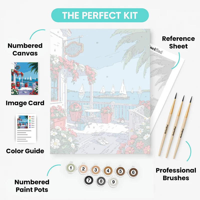 Coastal Cafe Terrace - Paint by Numbers Kit