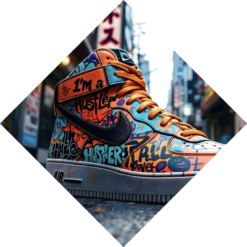 Spannrahmenbild Sneaker Streetart Raute