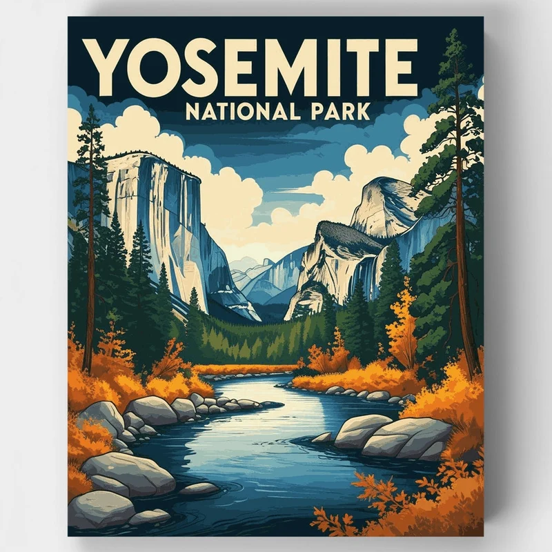 Yosemite Valley Autumn Stream - Paint by Numbers Kit