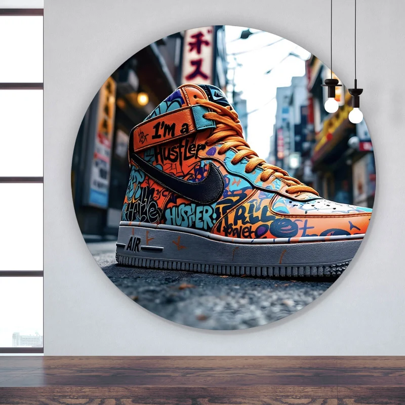 Aluminiumbild Sneaker Streetart Kreis