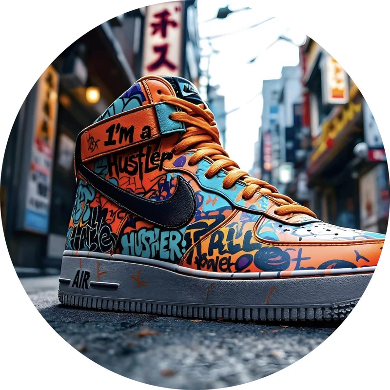 Aluminiumbild Sneaker Streetart Kreis