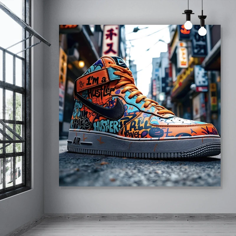 Leinwandbild Sneaker Streetart Quadrat