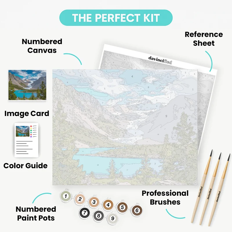 Glacial Lake Mountain Vista - Paint by Numbers Kit