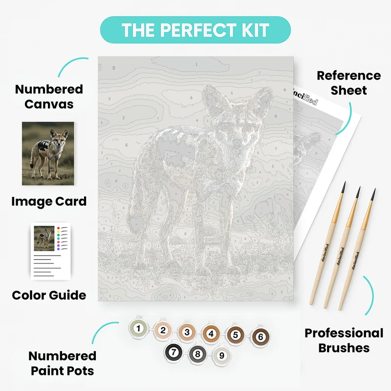 African Wild Dog in Serengeti Grasslands - Paint by Numbers Kit