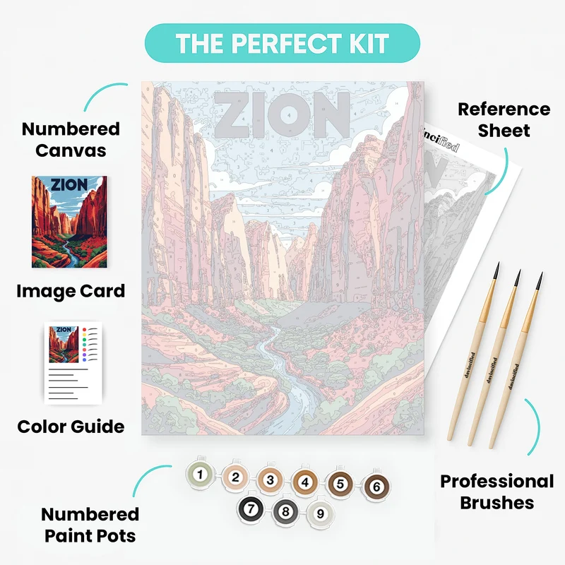 Zion Canyon Wilderness River - Paint by Numbers Kit