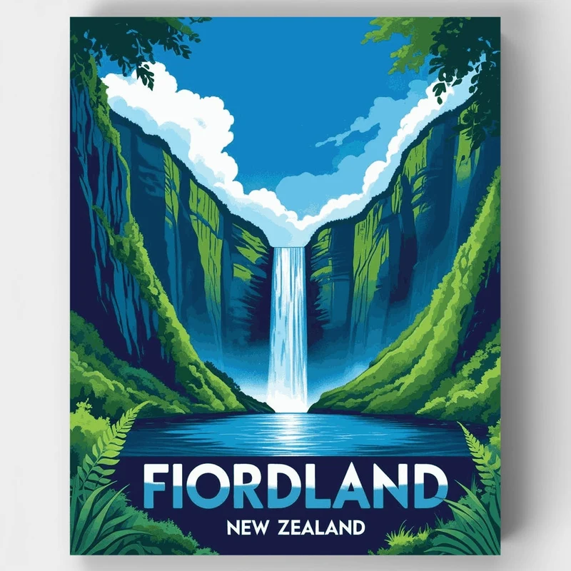 Fiordland Waterfall Paradise - Paint by Numbers Kit