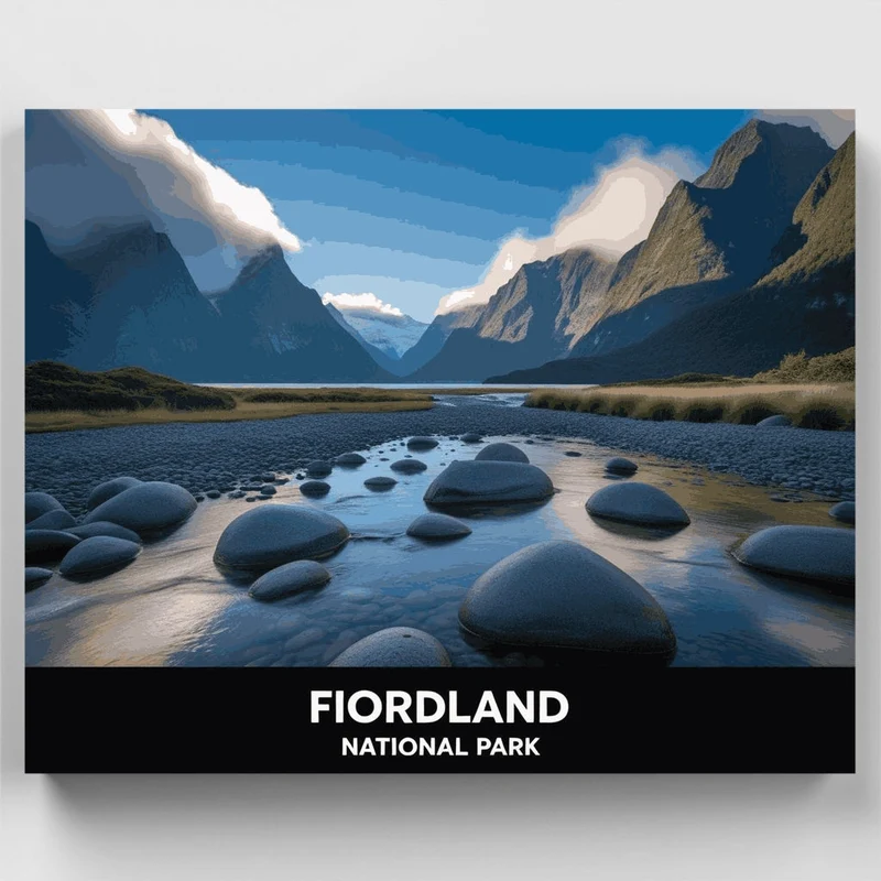 Fiordland Valley River Stones - Paint by Numbers Kit