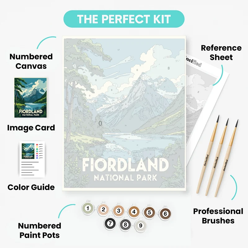 Fiordland Mountain Lake Vista - Paint by Numbers Kit