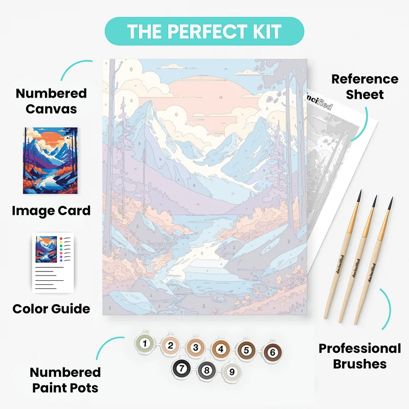 Mountain Valley Autumn Stream - Paint by Numbers Kit