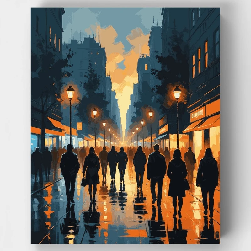 Urban Evening Street Scene - Paint by Numbers Kit