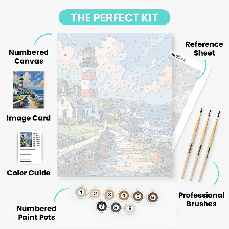Coastal Lighthouse Garden - Paint by Numbers Kit