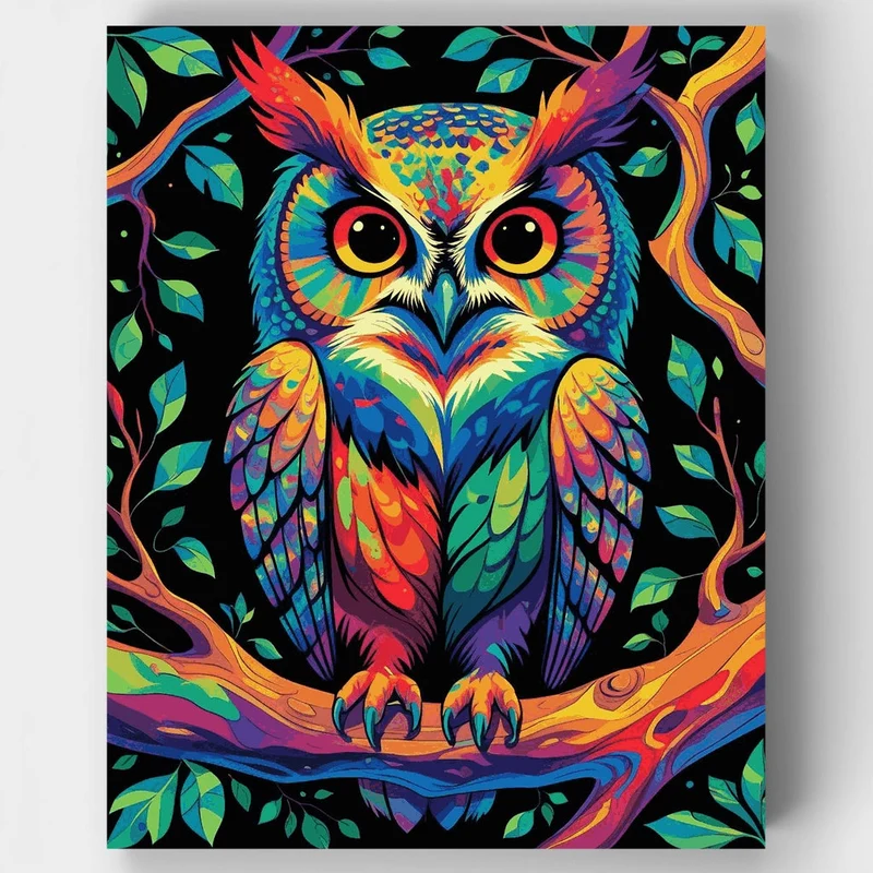 Vibrant Rainbow Owl - Paint by Numbers Kit