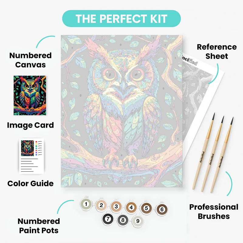 Vibrant Rainbow Owl - Paint by Numbers Kit