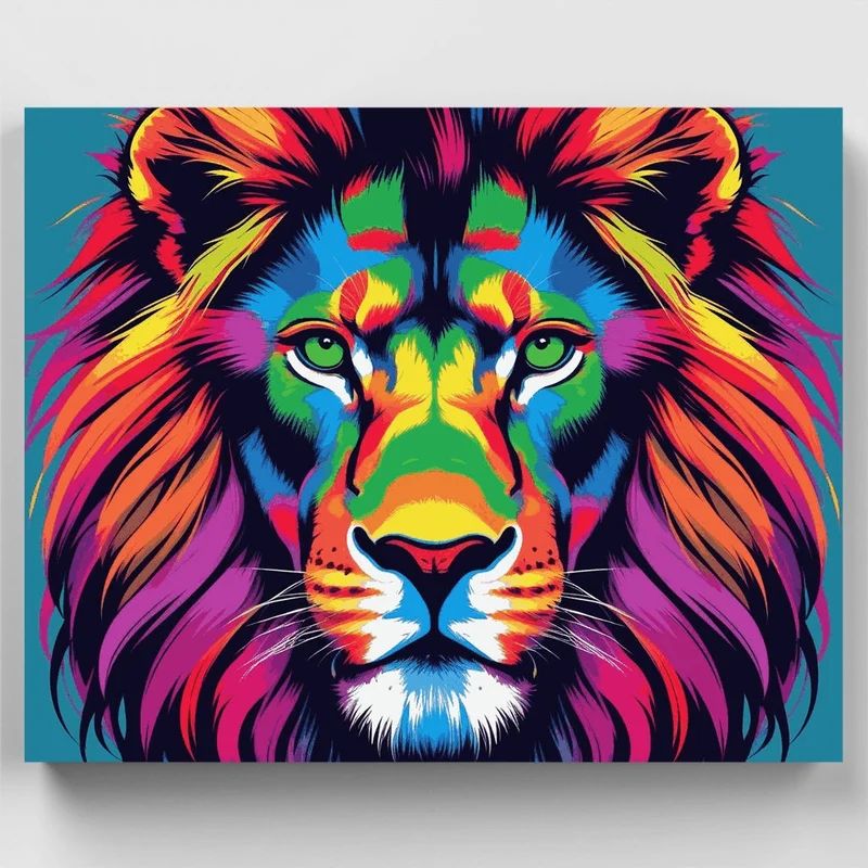 Colorful Lion Portrait - Paint by Numbers Kit