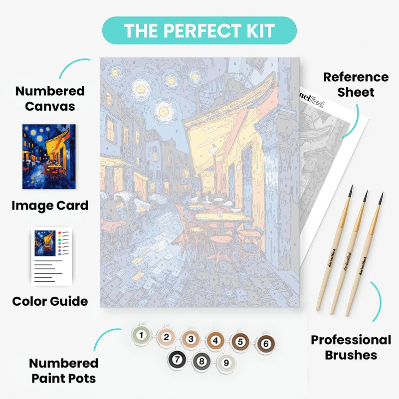 Café Terrace at Night - Paint by Numbers Kit