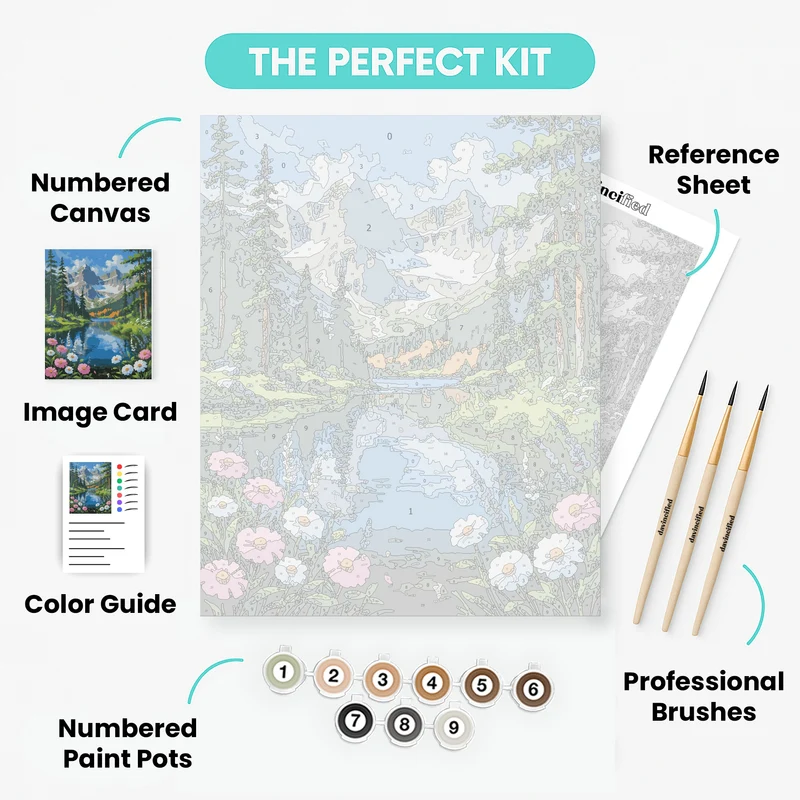 Mountain Lake Wildflower Paradise - Paint by Numbers Kit