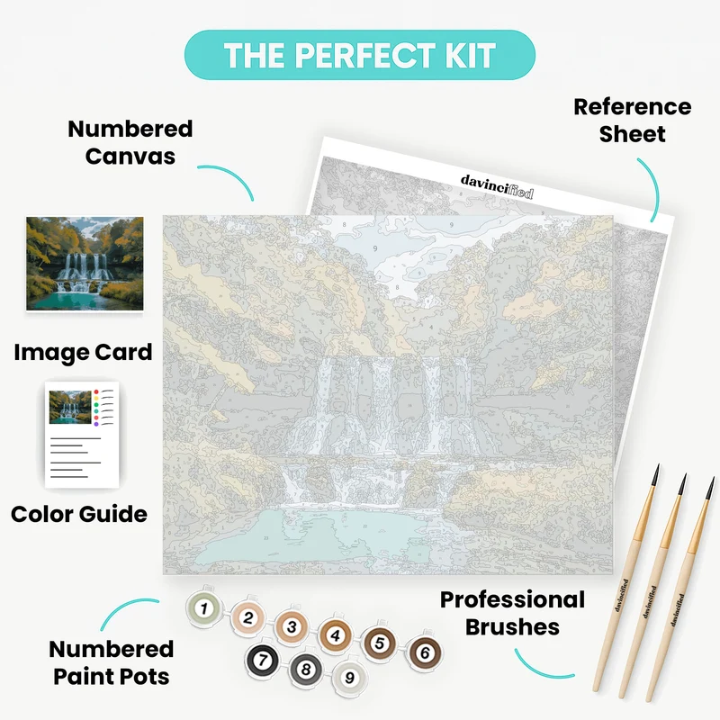 Turquoise Falls Forest Sanctuary - Paint by Numbers Kit