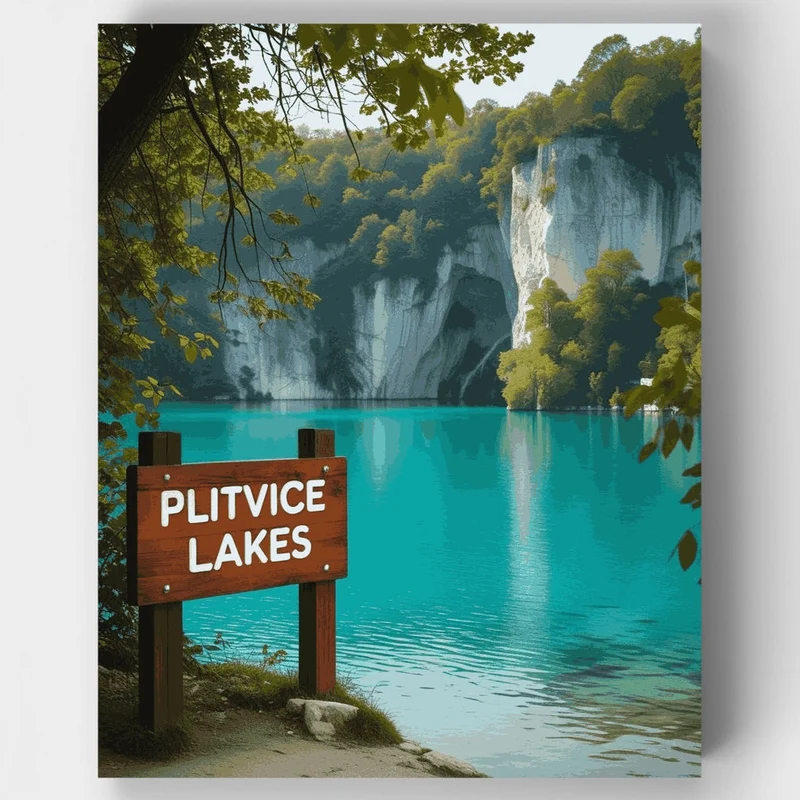 Plitvice Lakes Turquoise Waters - Paint by Numbers Kit